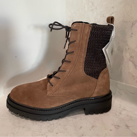 New! Geox Iridea Respira Brown Suede Combat boots Sz 38 US 8 $170 - Picture 3 of 8